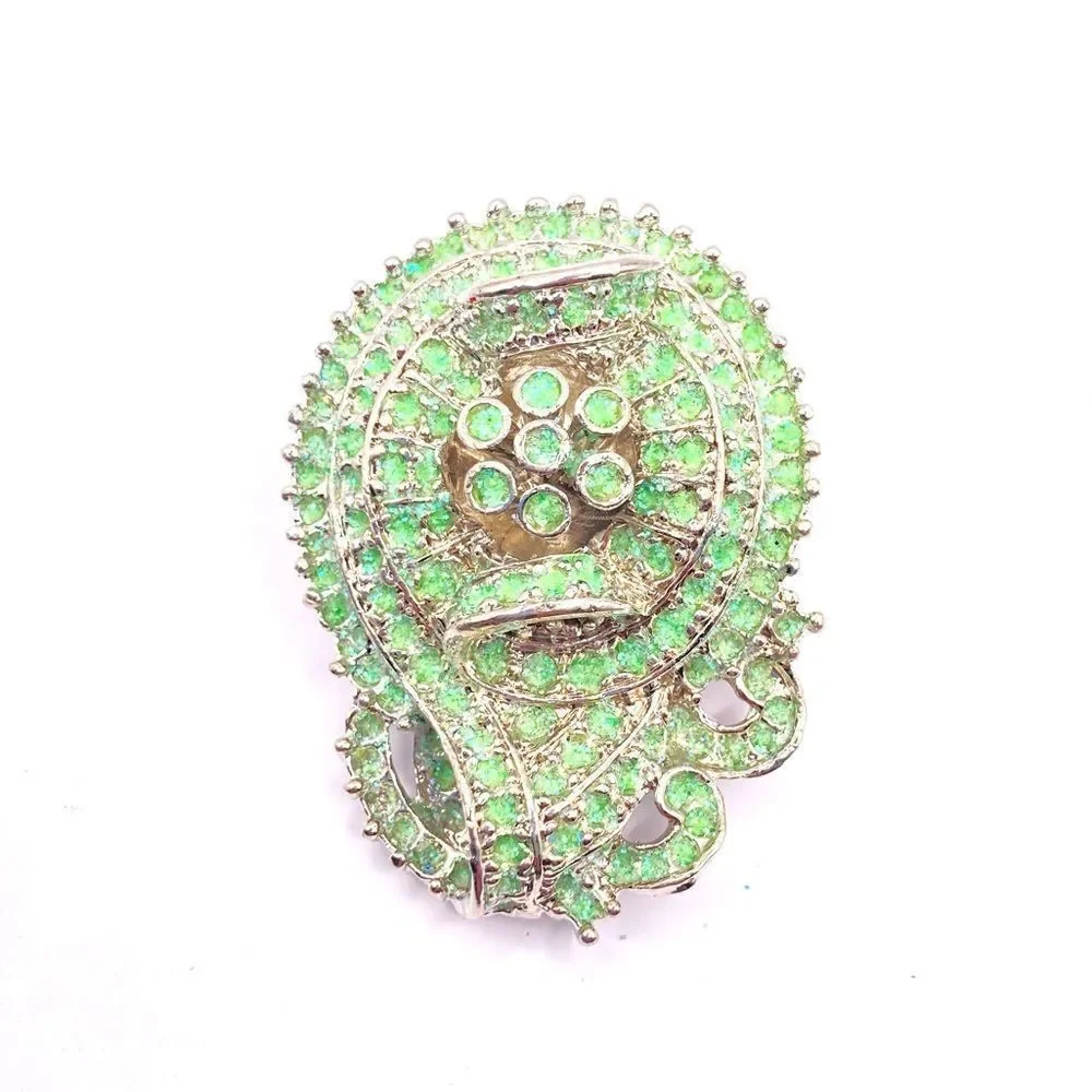 Green Sparkle Brooch Glitter Lapel Pin